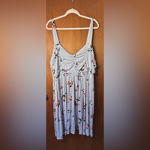 TORRID blue summer dress with pink flowers and black leaves size 4X - Picture 2 of 5